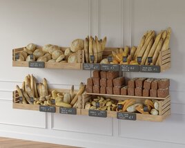 Assorted Bakery Breads Display 3D model