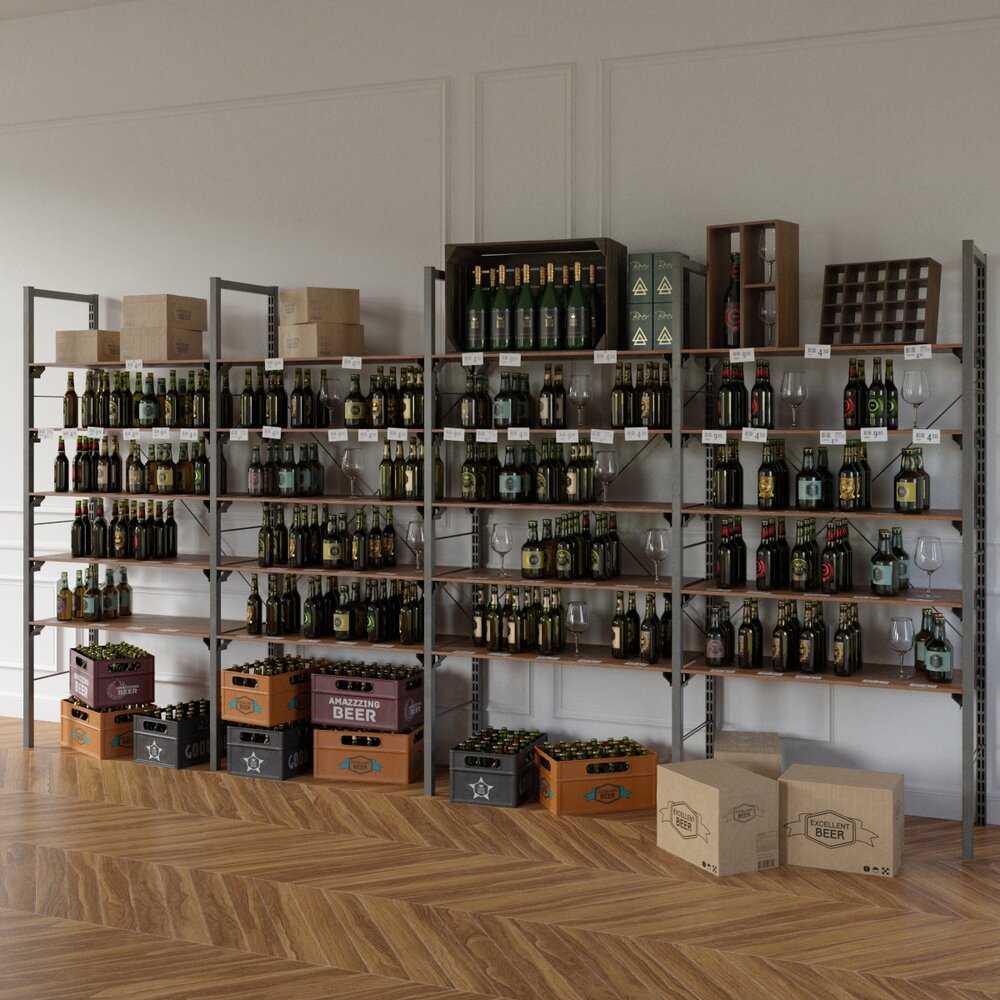 Beer Bottle Display Shelves Modello 3D