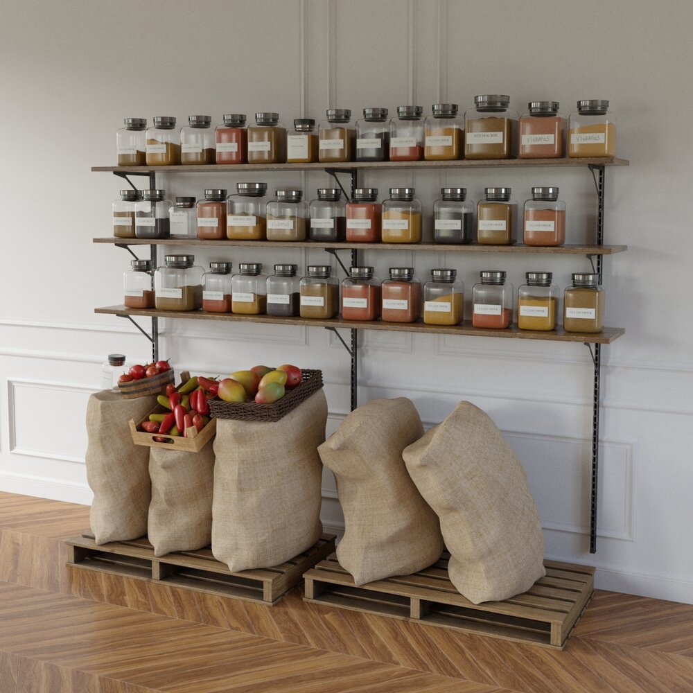 Spice Rack Display Shelves Modelo 3d