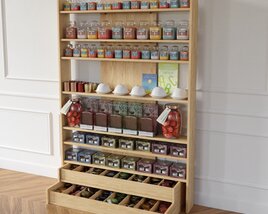 Wooden Spice Rack Display Shelves 3D 모델 