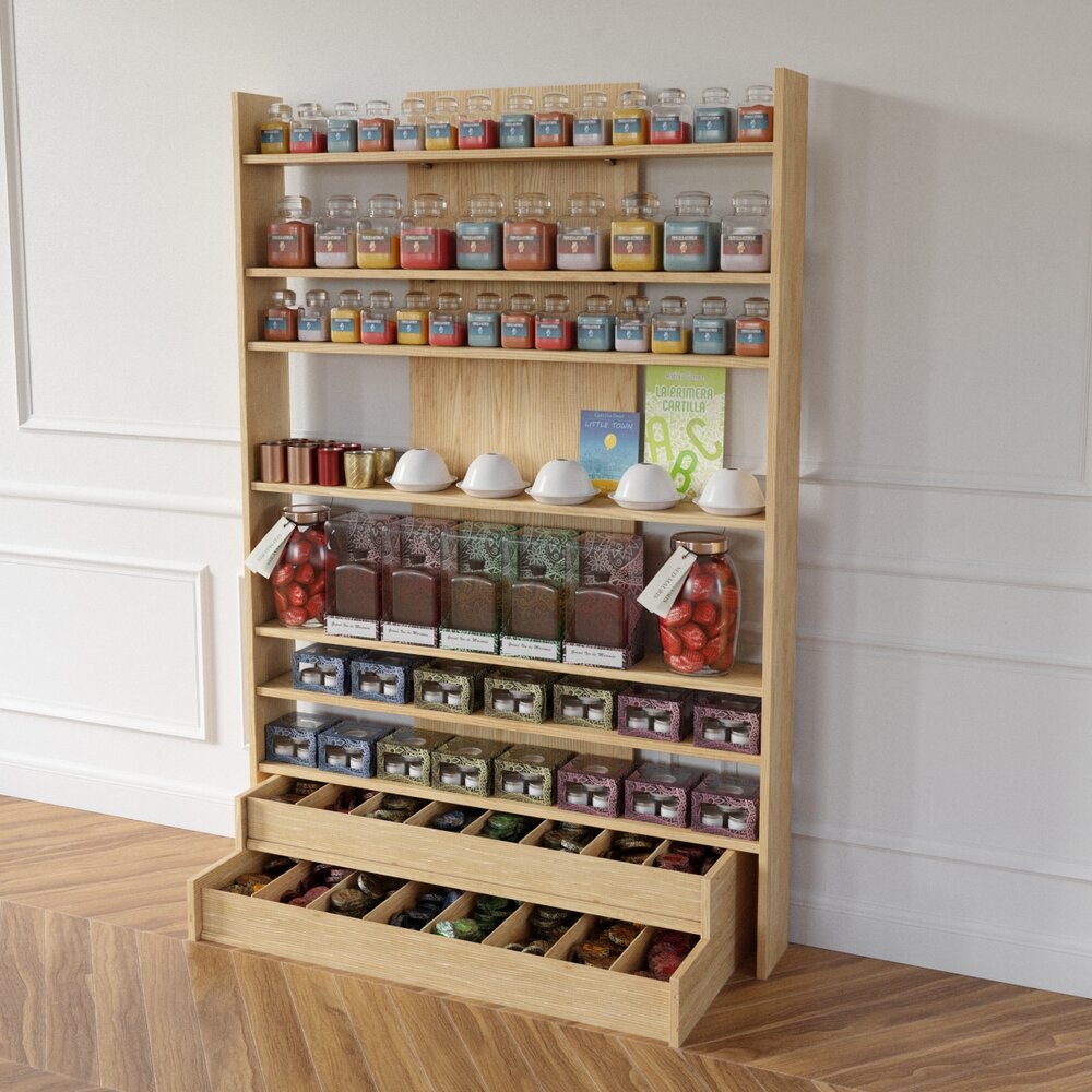 Wooden Spice Rack Display Shelves 3D model