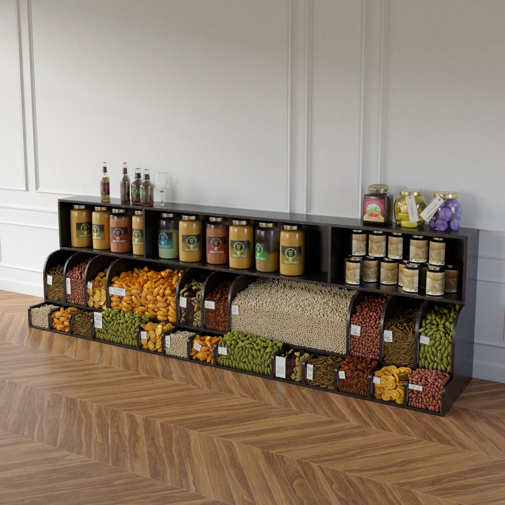 Modular Grocery Display Shelves Modello 3D