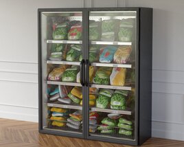Glass Door Freezer with Products 3D модель