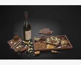 Wine and Nuts Set 3D 모델 