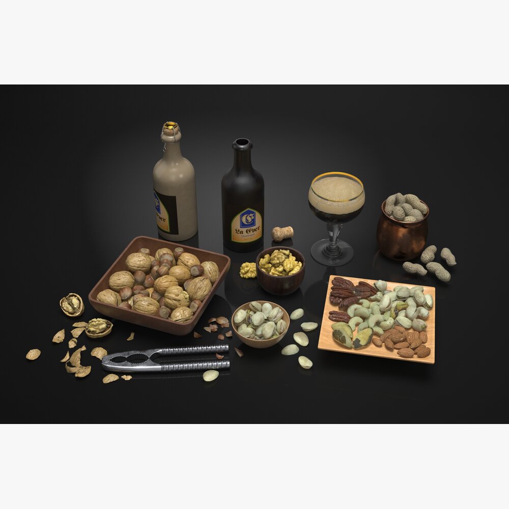 Assorted Nuts and Beer 3D模型