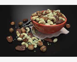 Assorted Nuts in a Bowl 3D 모델 