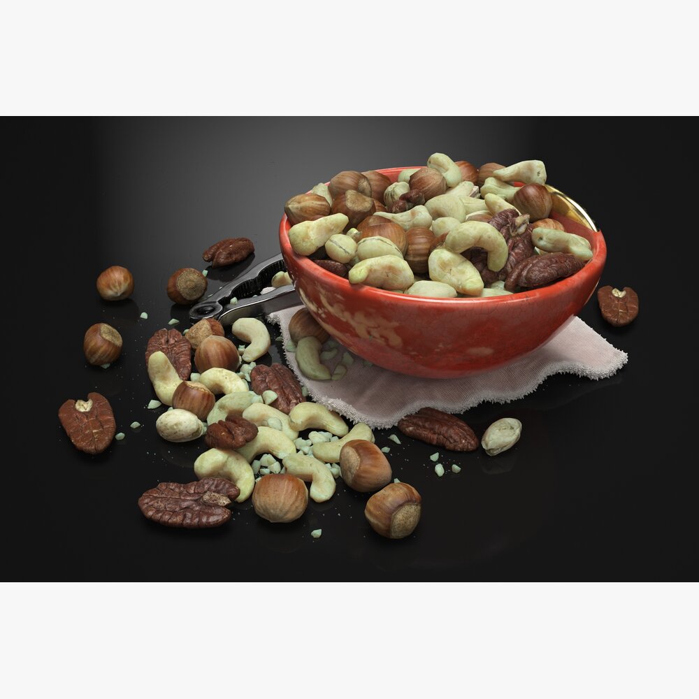 Assorted Nuts in a Bowl 3D模型