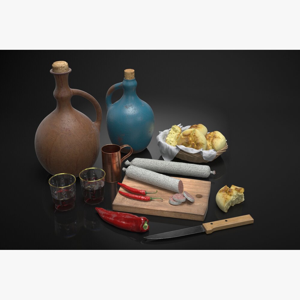 Traditional Cuisine Setup 3D model