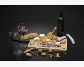 Wine and Cheese Delight 3D model