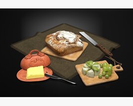 Artisanal Bread and Butter Set 3D 모델 