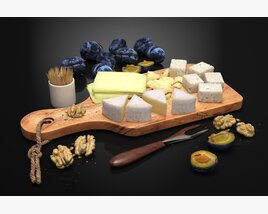 Cheese and Fruit Platter 3D model