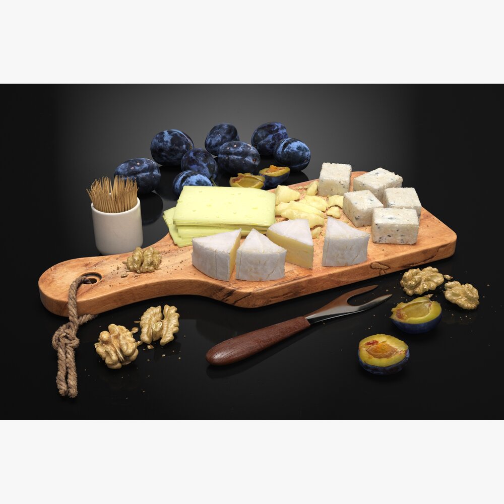 Cheese and Fruit Platter 3D модель