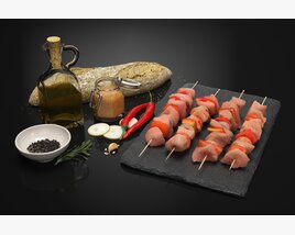 Raw Skewered Kebabs Ready to Cook 3D модель