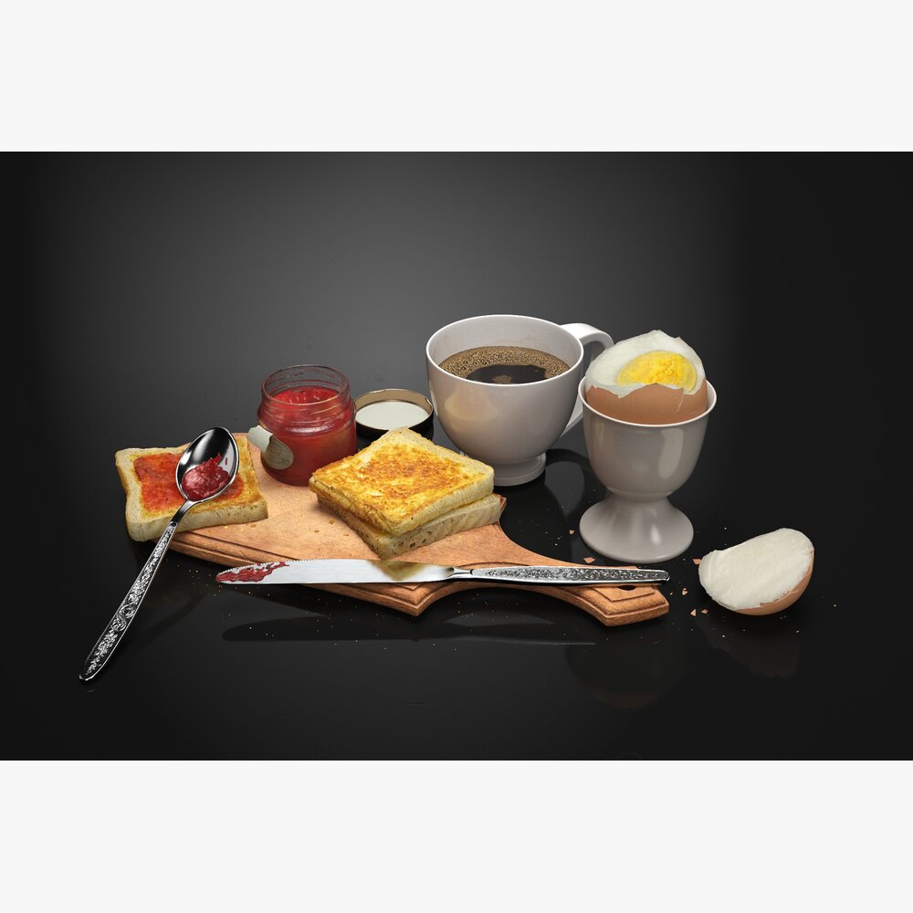 Classic Breakfast Set 02 3D 모델 