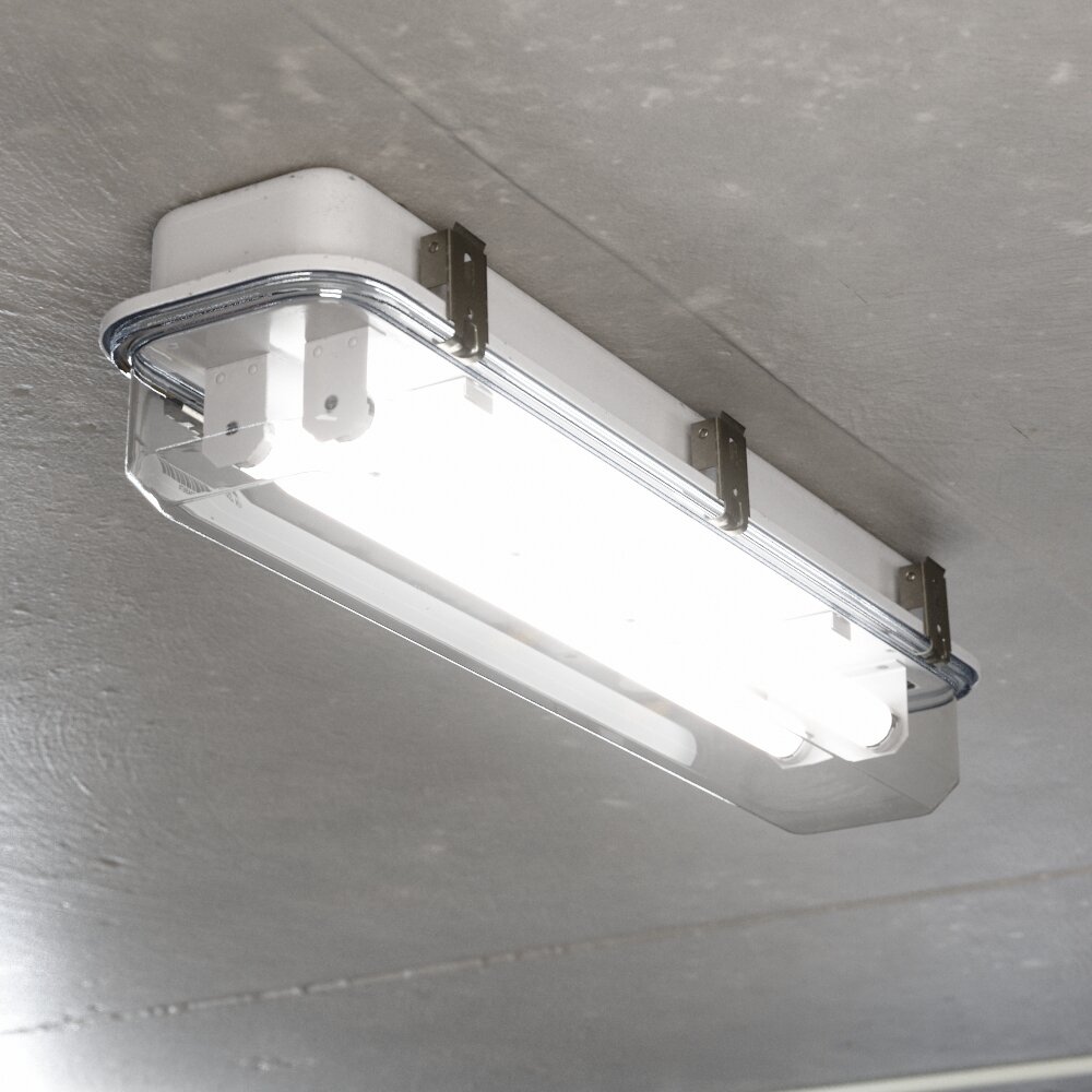 Ceiling Mounted Fluorescent Light Fixture 3Dモデル