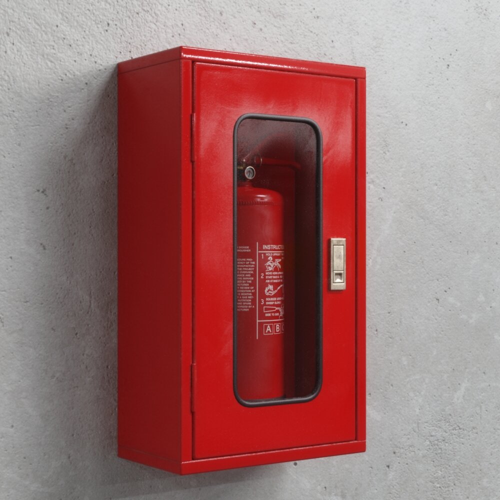 Red Fire Extinguisher Cabinet 3D 모델 