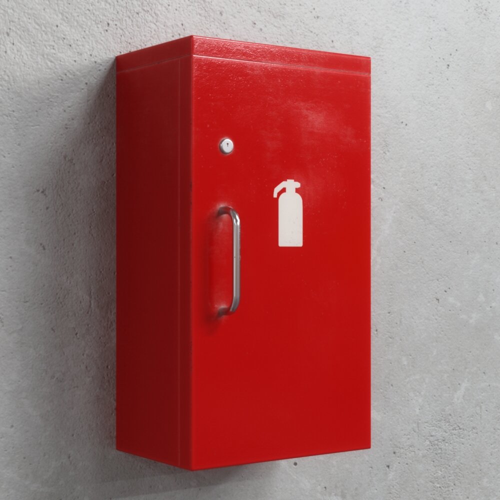 Red Fire Extinguisher Box Modello 3D