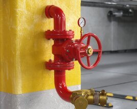 Industrial Water Valve and Gauge 3D-Modell