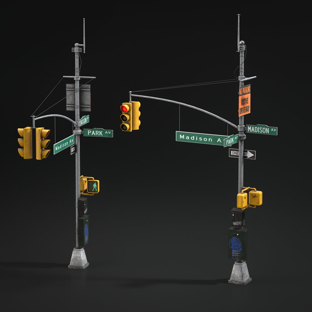 Urban Traffic Lights and Street Signs Modello 3D