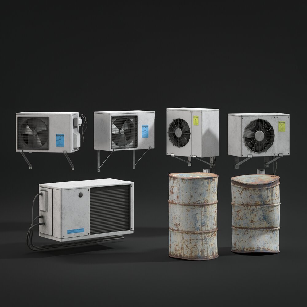 Industrial Cooling Units and Drums 3D-Modell