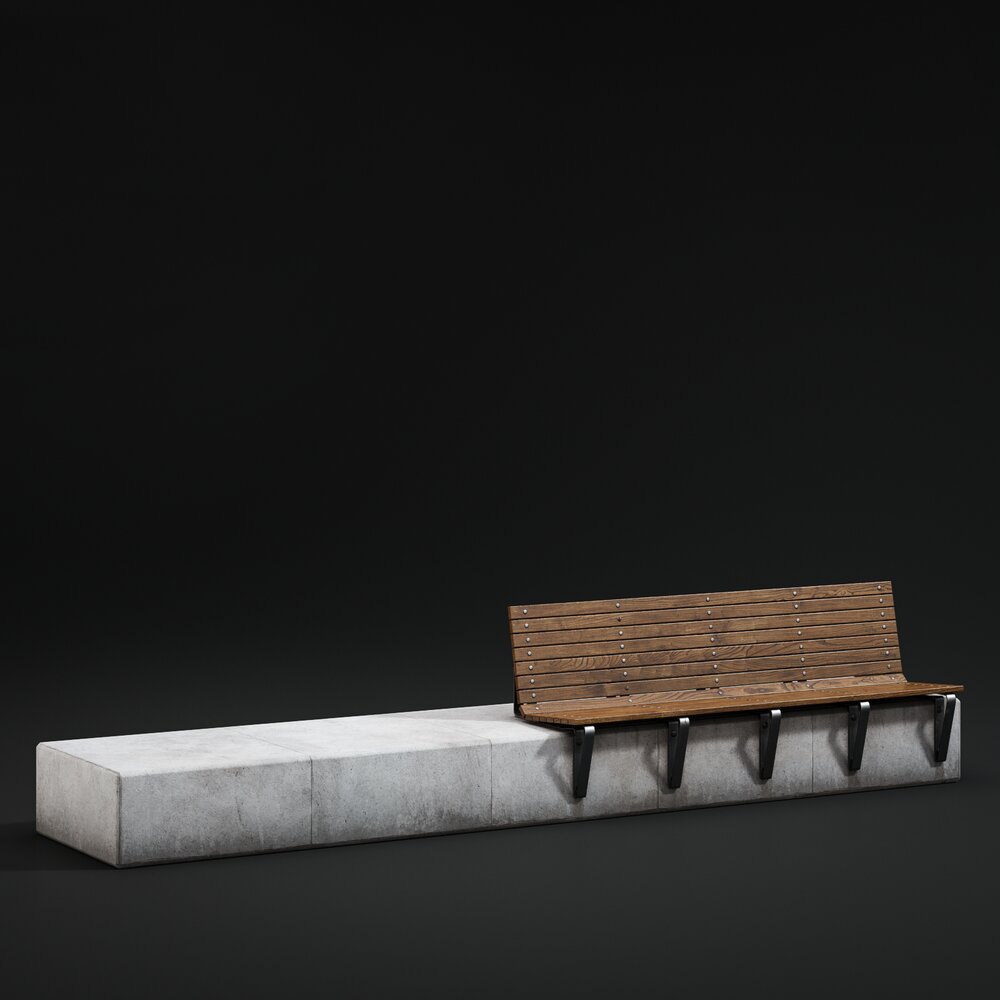 Modern Wall-Mounted Bench 3D 모델 