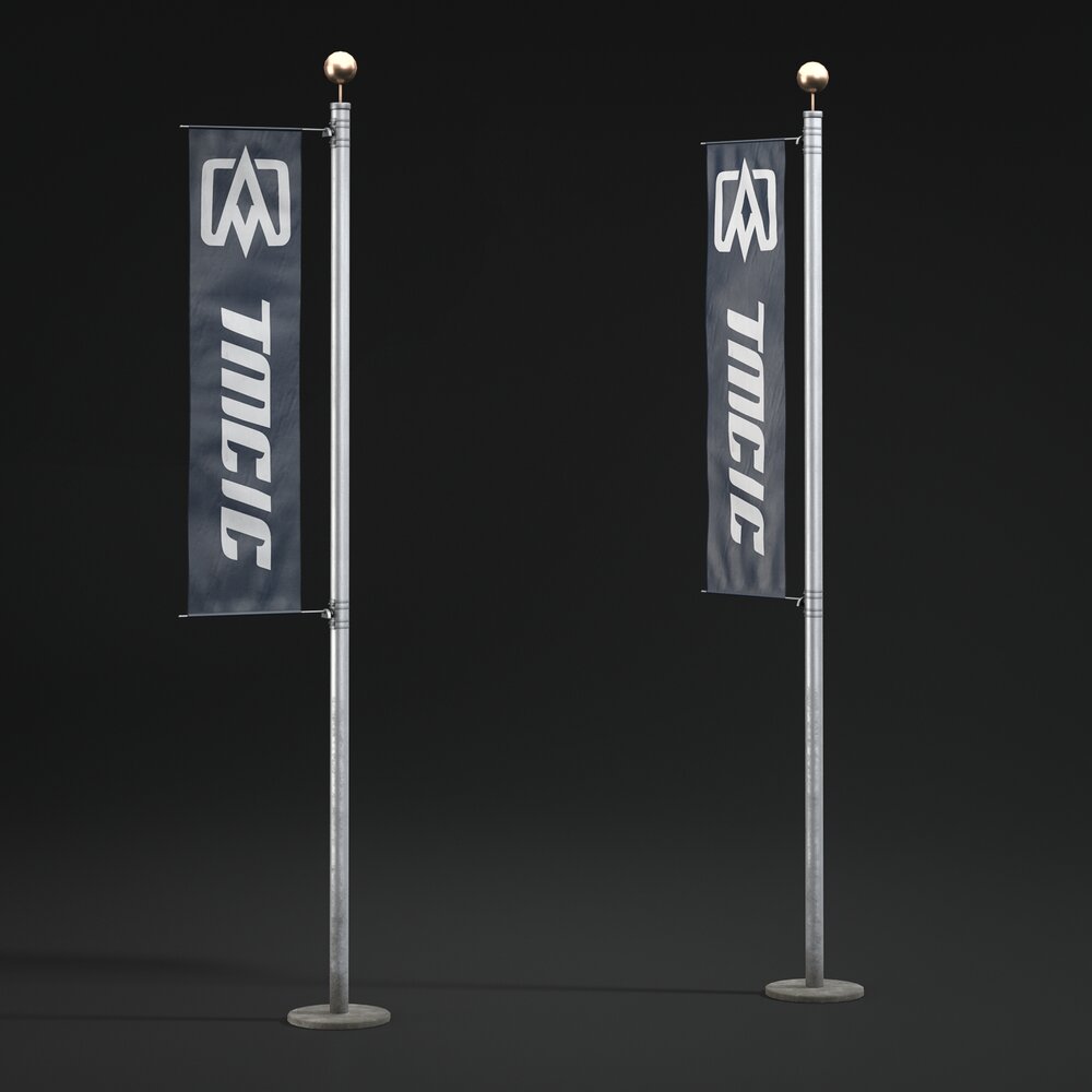 Promotional Flag Banners Modello 3D