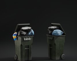 Dual Trash Bins 3D model