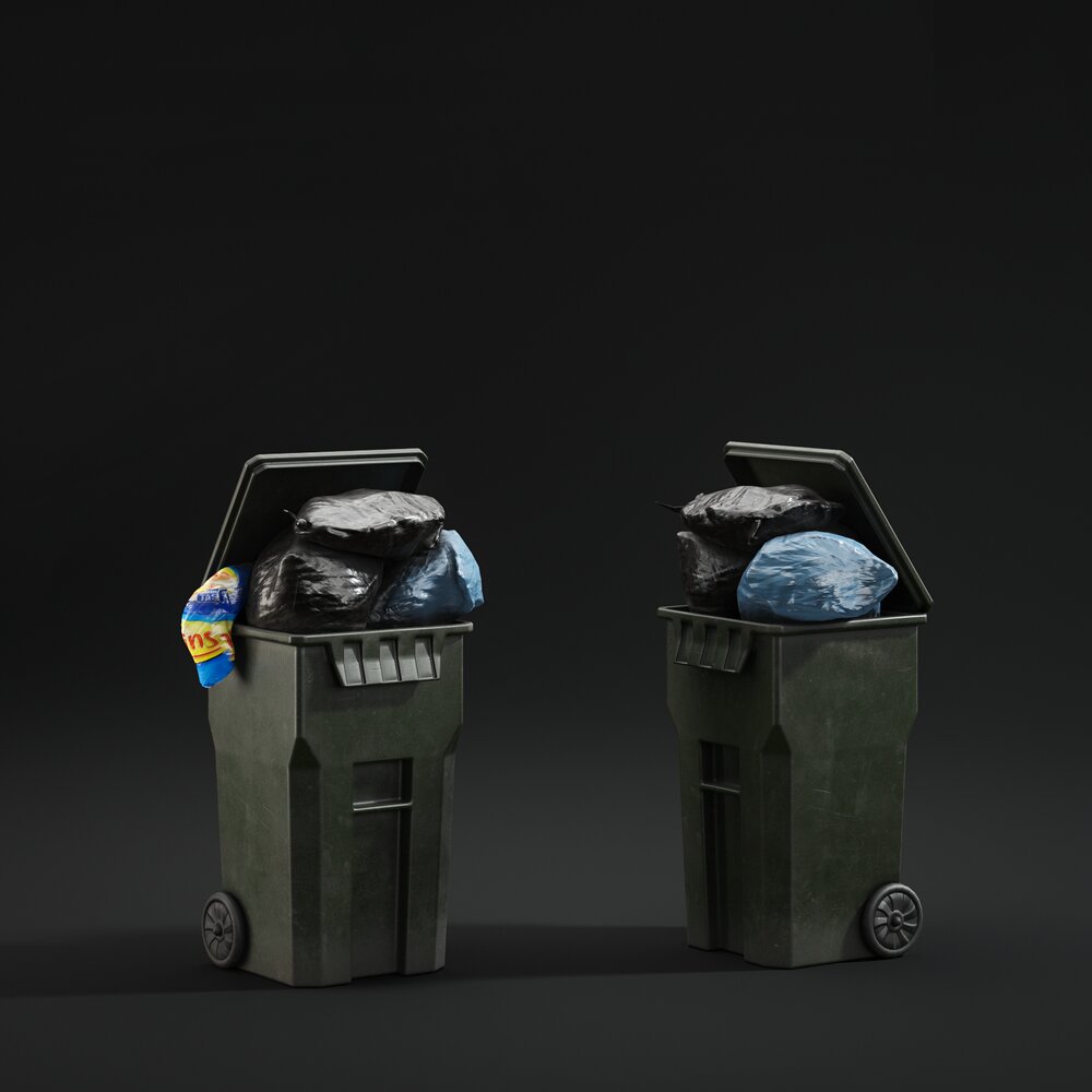 Dual Trash Bins Modello 3D