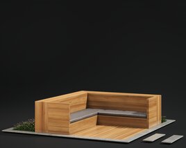 Modern Wooden Bench 3D-Modell