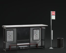 Modern Bus Stop Modello 3D