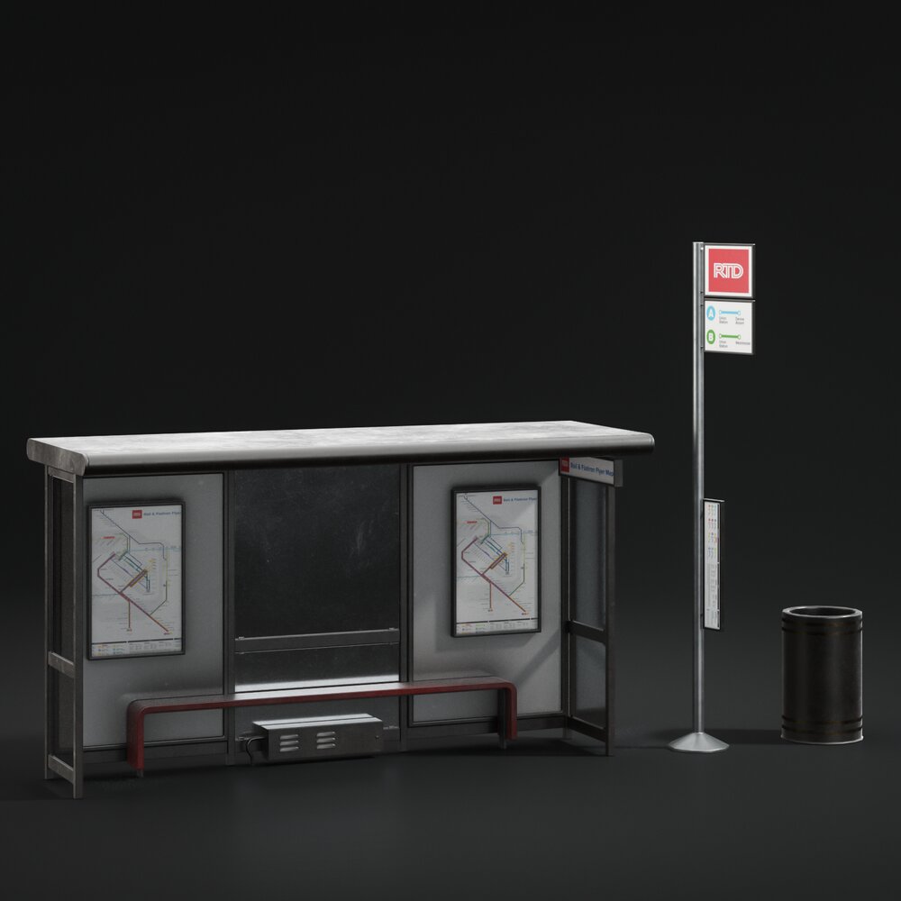 Modern Bus Stop 3D 모델 