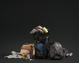 Overflowing Trash Can Modelo 3d