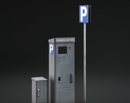 Modern Parking Meter Station Modèle 3D