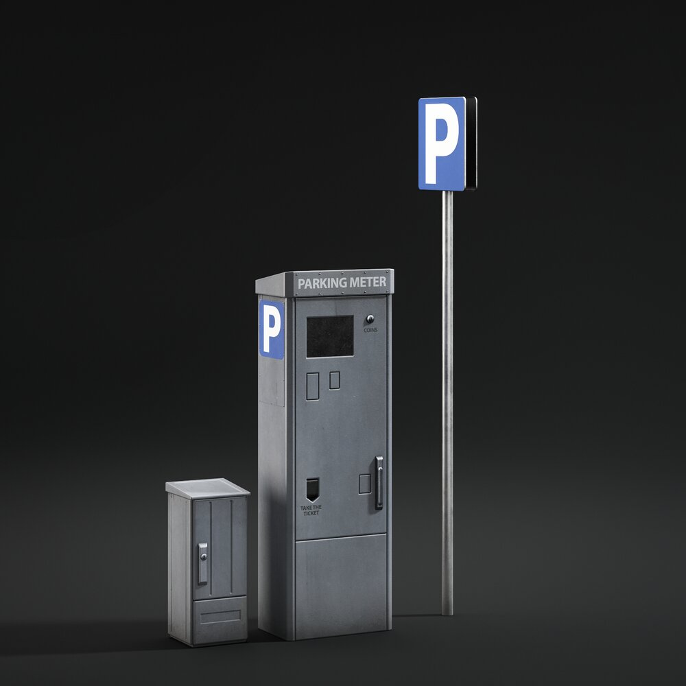 Modern Parking Meter Station 3D 모델 