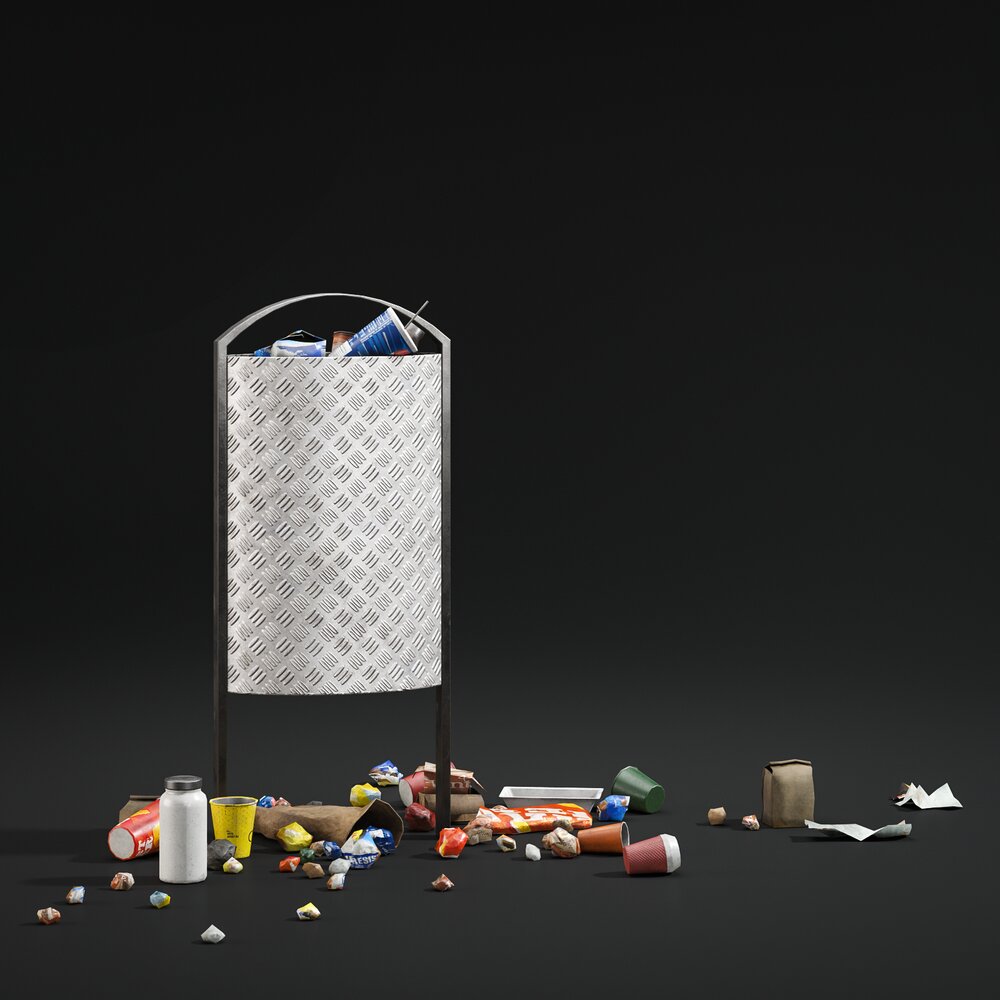 Overflowing Trash Can 02 Modelo 3d