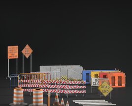 Roadwork Barriers and Signs Collection 3D model