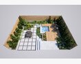 Modern Backyard with Small Swimming pool Modello 3D