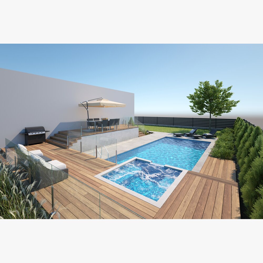 Modern Backyard Oasis 3D model