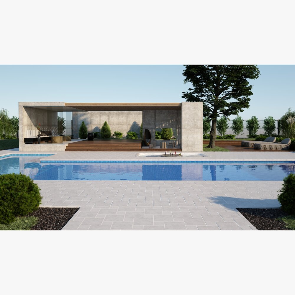 Modern Poolside Pavilion 3D model