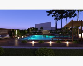 Backyard Area with Poolside 3D-Modell