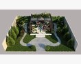 Modern Garden Pergola with Plants 3D 모델 