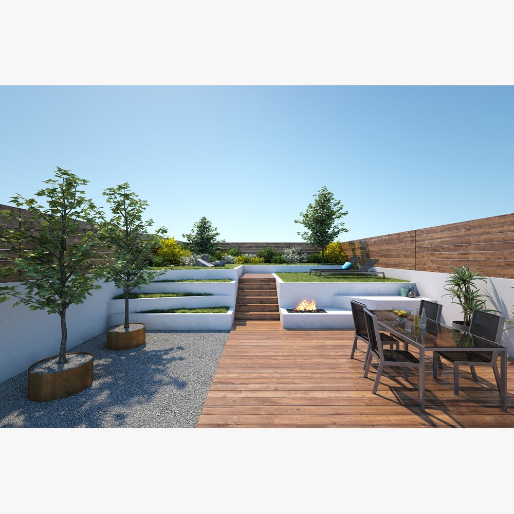 Modern Outdoor Living Space 3D 모델 