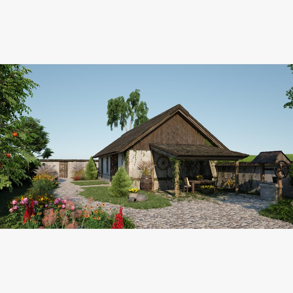 Charming Countryside Cottage Modèle 3d