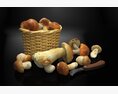 Wicker Basket of Mushrooms Modello 3D
