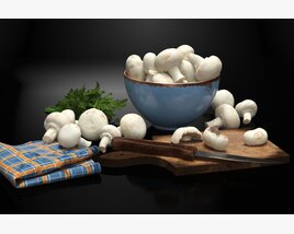 Bowl of Fresh Mushrooms 3D 모델 