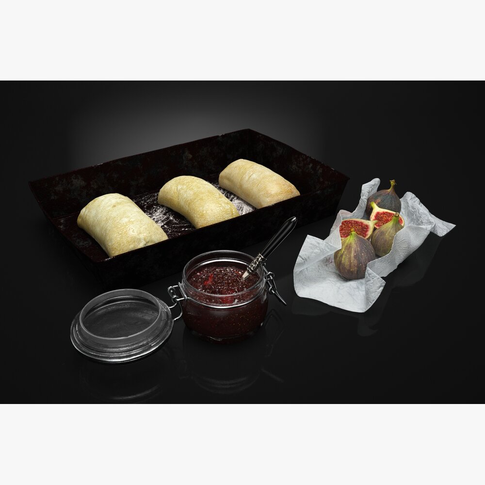 Set with Pancakes and Figs 3D model