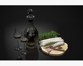 3D model of Fine Wine and Cheese Platter