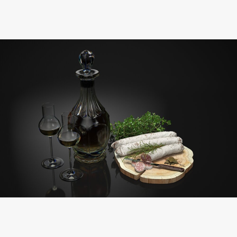 Fine Wine and Cheese Platter Modelo 3D