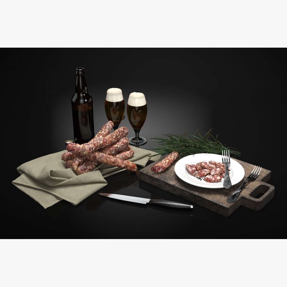 Beer and Sausage 3D модель