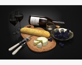 Wine and Cheese 3D model